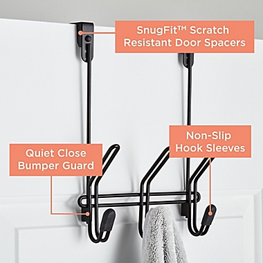 Squared Away&trade; 3-Hook Over-the-Door Rack in Matte Black. View a larger version of this product image.