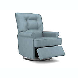 Best Chairs Carissa Swivel Glider Recliner in Blue Slate