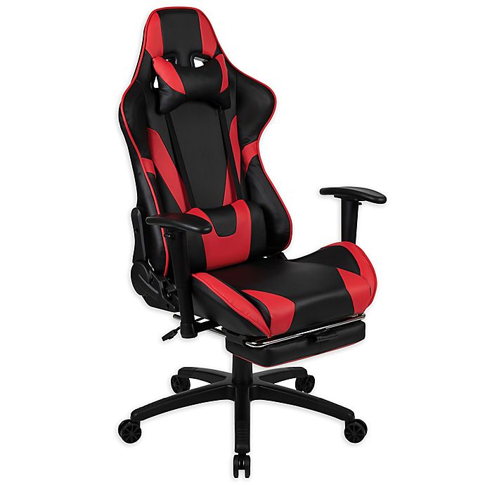 Flash Furniture Reclining Gaming Chair with Footrest in Red