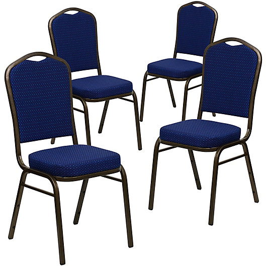 Alternate image 1 for Flash Furniture HERCULES Fabric Banquet Chairs in Navy/Gold (Set of 4)