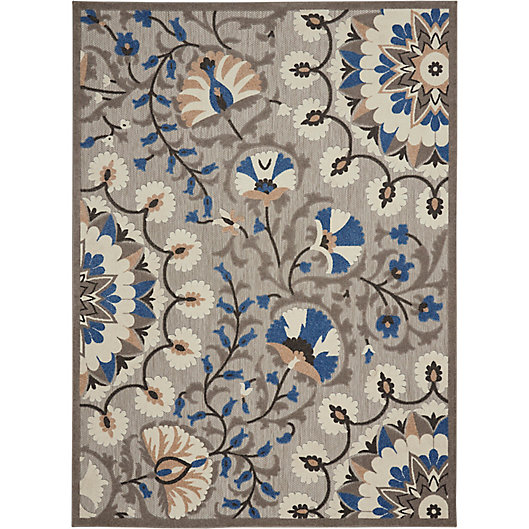Alternate image 1 for Nourison Aloha Floral 7'10 x 10'6 Indoor/Outdoor Area Rug in Grey