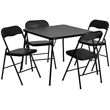 Flash Furniture 5-Piece Folding Card Table and Chairs Set in Black. View a larger version of this product image.