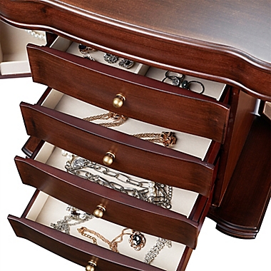 Large 4-Drawer Brushed Jewelry Box in Brown. View a larger version of this product image.