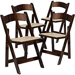 Flash Furniture Wood Folding Chairs in Beige (Set of 4)
