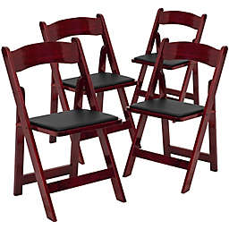 Flash Furniture Wood Folding Chairs in Mahogany (Set of 4)