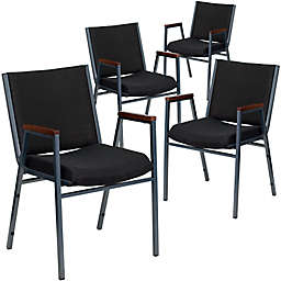 Flash Furniture Fabric/Metal Stacking Chair (Set of 4) in Black