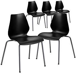 Flash Furniture Stackable Plastic Chairs in Black (Set of 5)