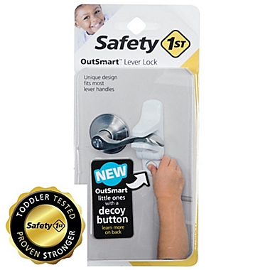 Safety 1st&reg; Outsmart Lever Lock With Decoy Button in White. View a larger version of this product image.