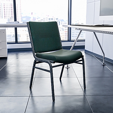 Flash Furniture Heavy-Duty Metal Stacking Chair in Green Polyester. View a larger version of this product image.