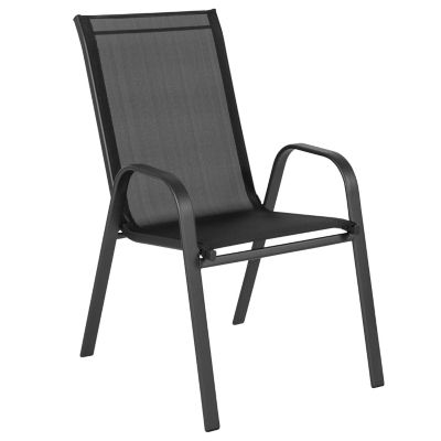 Flash Furniture Stackable Patio Sling Arm Chairs in Black (Set of 4)