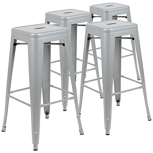 Flash Furniture Stackable Metal Bar, 24 Inch Backless Metal Bar Stools With Backs