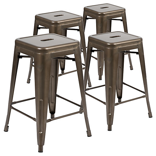 Flash Furniture Stackable Metal Bar, Stackable Kitchen Bar Stools