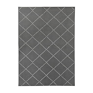 My Magic Carpet Moroccan Diamond 5&#39; x 7&#39; Washable Area Rug in Grey. View a larger version of this product image.