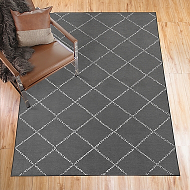 My Magic Carpet Moroccan Diamond 5&#39; x 7&#39; Washable Area Rug in Grey. View a larger version of this product image.