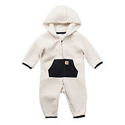 Carhartt® 2-Piece Teddy Fleece Zip-Front Hooded Coverall Set in White/Black