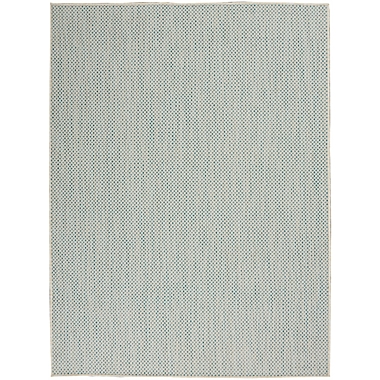 Nourison Courtyard 5&#39; x 7&#39; Indoor/Outdoor Area Rug in Ivory/Aqua. View a larger version of this product image.