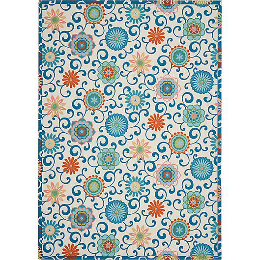 Alternate image 1 for Waverly® Sun N' Shade Vivid Floral 7'9 x 10'10 Indoor/Outdoor Rug in Ivory/Multi