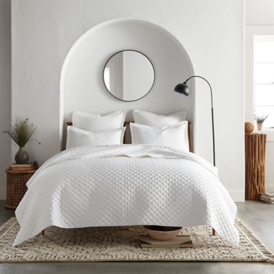 Linen/Cotton 3-Piece Full/Queen Quilt Set in White
