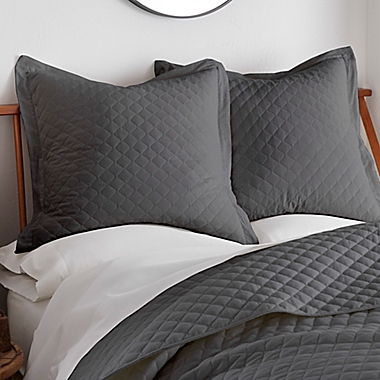 Quilted European Pillow Shams in Dark Grey (Set of 2). View a larger version of this product image.
