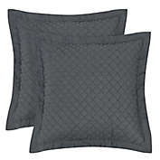 Quilted European Pillow Shams in Dark Grey (Set of 2)