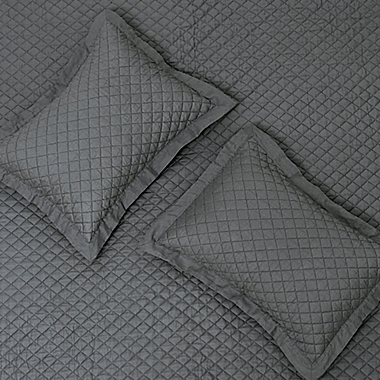 Linen/Cotton 3-Piece Full/Queen Quilt Set in Dark Grey. View a larger version of this product image.