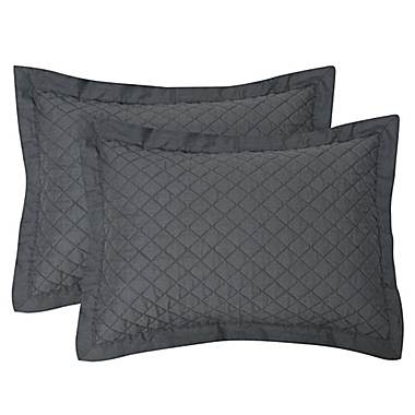 Linen/Cotton 2-Piece Twin Quilt Set in Dark Grey. View a larger version of this product image.
