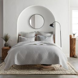 Linen/Cotton 3-Piece King Quilt Set in Light Grey