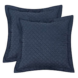 Quilted European Pillow Shams in Navy (Set of 2)