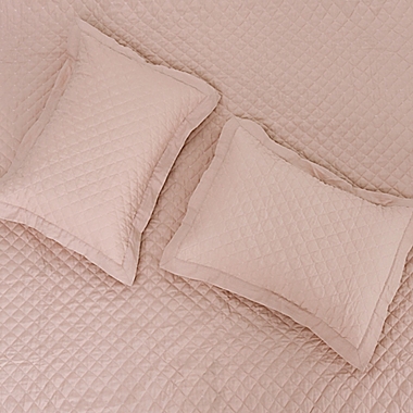 Linen/Cotton 3-Piece Full/Queen Quilt Set in Blush. View a larger version of this product image.