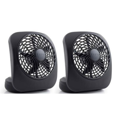 Treva 2pk 5&#34; Battery Powered Desk Fan Black