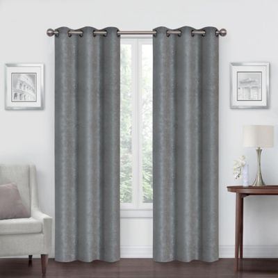 Simply Essential&trade; Shimmer 84-Inch Grommet Room Darkening Curtain Panels in Grey (Set of 2)