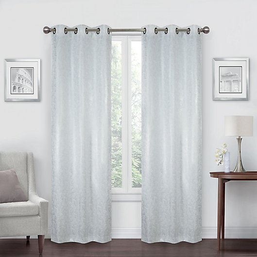 Alternate image 1 for Simply Essential™ Shimmer 84-Inch Grommet Room Darkening Curtain Panels in White (Set of 2)