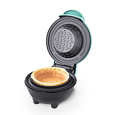Dash&reg; Mini Waffle Bowl Maker in Aqua. View a larger version of this product image.