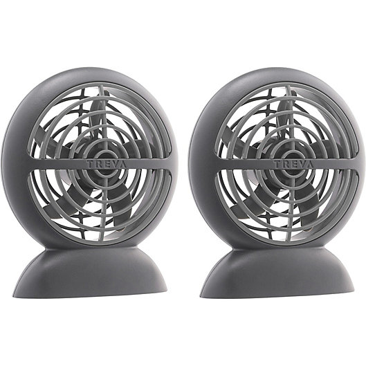Alternate image 1 for Treva® 2-Pack  Rechargeable USB Puck Fans in Grey