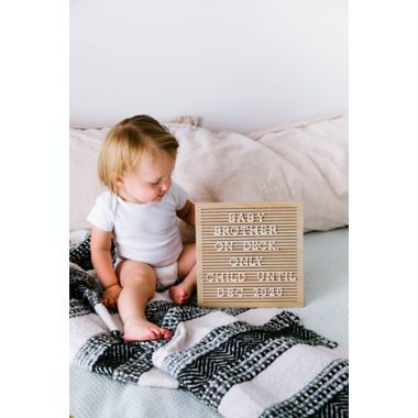 Pearhead&reg; Square Wooden Square Letterboard Set in Natural. View a larger version of this product image.
