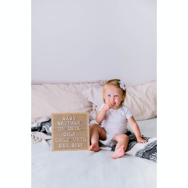 Pearhead&reg; Square Wooden Square Letterboard Set in Natural. View a larger version of this product image.