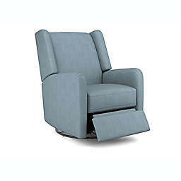 Best Chairs Shaylyn Swivel Glider Recliner in Blue Slate