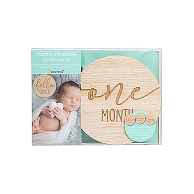Pearhead&reg; 7-Piece Monthly Milestone Wooden Photo Prop Set in Wood. View a larger version of this product image.