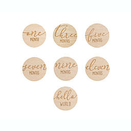 Pearhead® 7-Piece Monthly Milestone Wooden Photo Prop Set in Wood