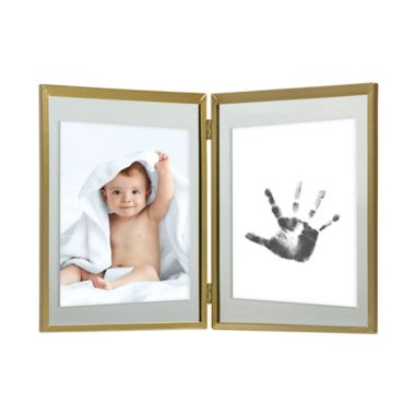 Pearhead&reg; Babyprints 4-Piece Floating Picture Frame and Handprint Kit in Gold. View a larger version of this product image.