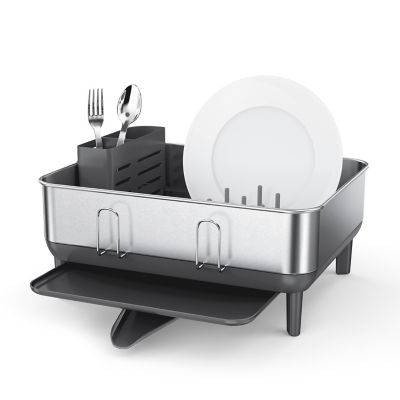 simplehuman Compact Steel Frame Dish Rack Drying Rack and Drainer Gray