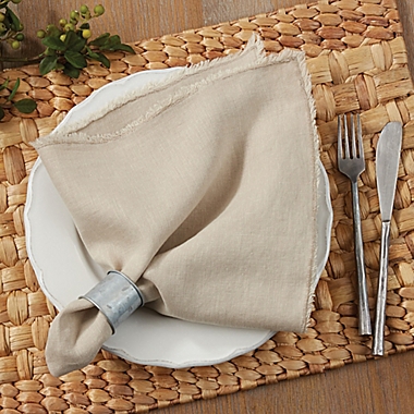 Saro Lifestyle Graciella Fringed Napkins in Natural (Set of 4). View a larger version of this product image.