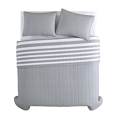 Freshee 3-Piece Reversible King Quilt Set in Grey. View a larger version of this product image.