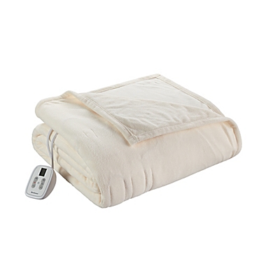 Brookstone&reg; Twin Fleece Heated Blanket Twin in Cream. View a larger version of this product image.