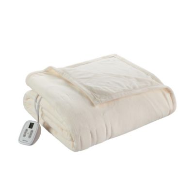 Brookstone Fleece Heated Plush Blanket, Electric Blanket Inside Duvet Cover