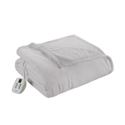 Brookstone&reg; Twin Fleece Heated Plush Blanket in Grey