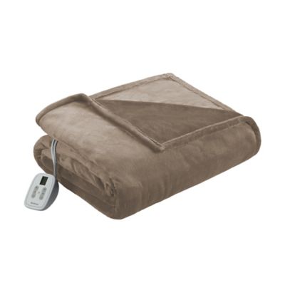 Brookstone&reg; n-a-p&reg; Queen Heated Plush Blanket in Taupe