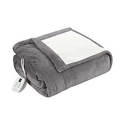 Brookstone® n-a-p® Reversible Heated Faux Sherpa Full Blanket in Light Grey