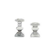 Ridge Road D&eacute;cor Traditional Clear Glass Candle Holders in Smoky Grey (Set of 2)