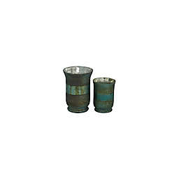 Ridge Road Décor Multicolor Rustic Glass Candle Holders (Set of 2)